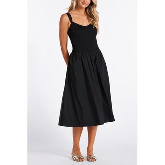 Bishop + Young Corsica Smocked Poplin Dress in Black at Nordstrom, Size X-Small