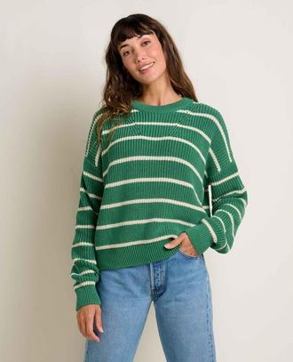 Toad & Co Bianca Shaker Crew Sweater in Palm Stripe at Nordstrom, Size X-Large