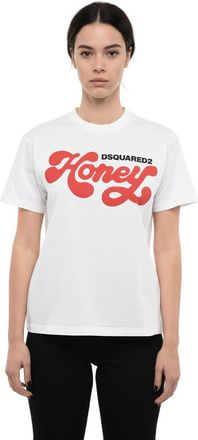 Dsquared2 White Graphic Crew Neck T-Shirt