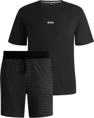 HUGO BOSS Relax Short Set - Heren - Pyjama - Zwart - 2XL - Katoen - Nachtkleding