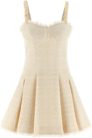 Balmain Conchiglie Tweed Mini Jurk - Dames - Feestkleedjes - Wit - XS - Tweed - Kleedjes