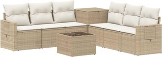 vidaXL Juego De Sof&aacute; 8 Uds. Beige Y Blanco Crema Vidaxl