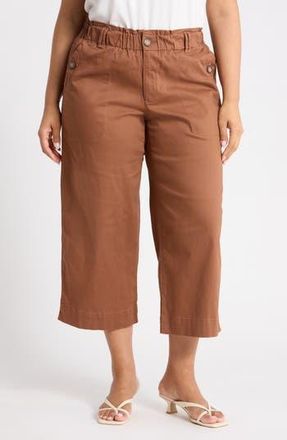 Democracy Button Pocket Crop Wide Leg Pants in Raw Umber at Nordstrom Rack, Size 14W