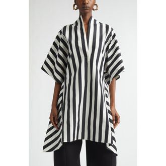 Jacquemus La Tunique Moisson Cotton & Silk Tunic in Jacquard Medium Stripes at Nordstrom, Size 10 Us