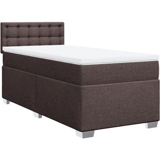 vidaXL Vidaxl - Cama Box Spring Con Colch&oacute;n Tela Marr&oacute;n Oscuro 100x200 Cm