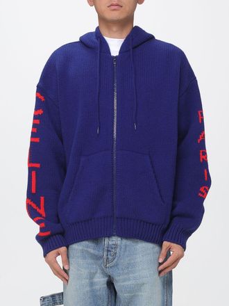 Celine Zip-Up Hoodie in Knitted Wool with Jacquard Logo