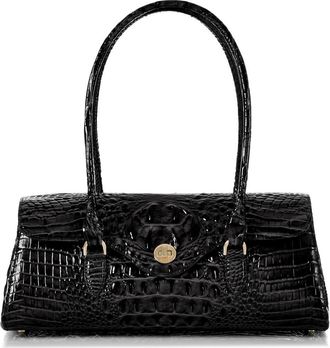 Brahmin Dayan Croc Embossed Leather Satchel in Black at Nordstrom