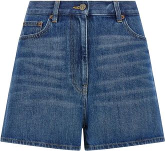 Valentino Garavani Denim Shorts met V Gold - Dames - Denim shorts - Blauw - W28 - Denim - Korte Broeken