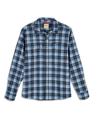 Simms Mens Gallatin Flannel LS Shirt, Kennebec Plaid Steel Blue, XXL