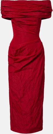 Magda Butrym Off-shoulder draped cotton-blend midi dress