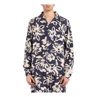 Laneus Pyjamas, male, Blue, Size: XL Floral-print Shirt