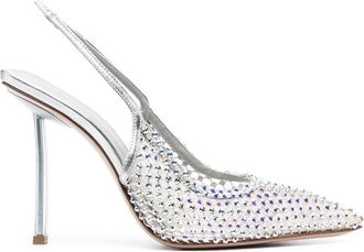 Le Silla crystal-embellished slingback pumps - women - Calf Leather/Fabric/Fabric/glass/Calf Leather/Rubber - 40.5 - Silver