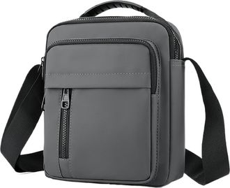 Generic Minimally Designed Waterproof Nylon Multi-Layer Business and Leisure Single Shoulder Carrying Crossbody Bag Compatible For Men(Grey)