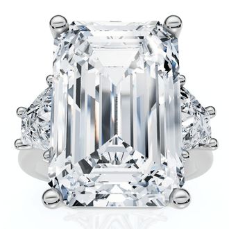 Pompeii3 Certified 11.90Ct Emerald Diamond Engagement Ring 14k Gold Lab Grown