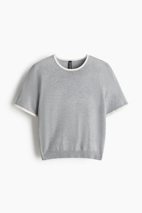 H&M T-Shirt aus Feinstrick - Grau
