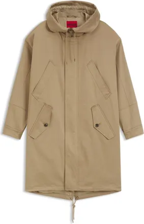 HUGO BOSS Water-repellent parka in stretch-cotton satin