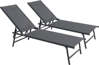 Habitat et Jardin Set Di 2 Lettini Prendisole In Metallo sublima - 180 X 54 X 104 Cm - Antracite