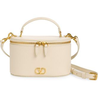 Valentino Garavani VLOGO Signature Leather Vanity Case in Light Ivory at Nordstrom