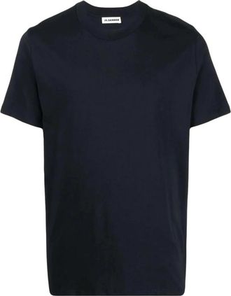 Jil Sander T-shirt met ronde hals en korte mouwen - Heren - T-shirts - Blauw - S - Katoen - Tops