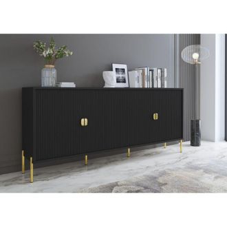 Dmora Aparador Viale, 4 Estantes, 4 Puertas Batientes, 203.4x49x83h Cm Negro