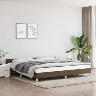 vidaXL Cama Sin Colch&oacute;n Tela Marr&oacute;n Oscuro 200x200 Cm Vidaxl