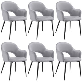 TecTake Dining Chair Sasha Set Of 6 - Light Grey | Size: 6 Pack