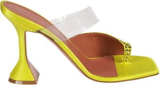 Amina Muaddi Heeled Mules, female, Yellow, Size: 5 1/2 US Paloma Crystal Slipper