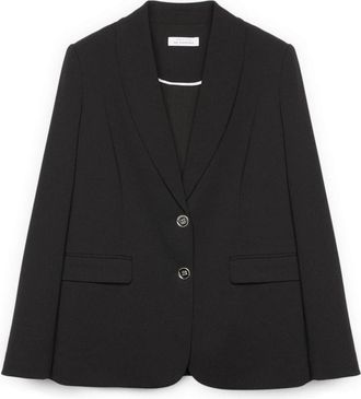 Fiorella Rubino Fitted Blazer in Stretch Fabric - Dames - Blazers - Zwart - 2XL - Leer - Jassen