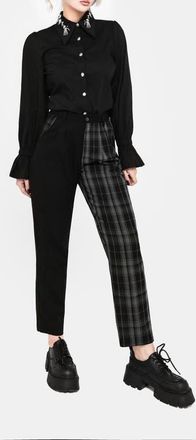 Disturbia Checkmate High Waist Tapered Trousers in Green at Nordstrom, Size 10