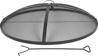 Relaxdays Relaxdays Protector De Chispas Para Brasero, &Oslash; 100 Cm, Incl. Atizador Con Asa, Rejilla Redonda, Acero, Negro