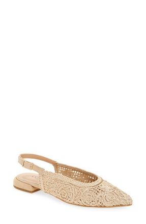 Cordani Nika Slingback Woven Raffia Flat in Beige at Nordstrom, Size 5.5Us