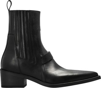 Rick Owens Schoenen, Heren, Zwart, 43 EU, Leer, Puntige Leren Enkellaarsjes