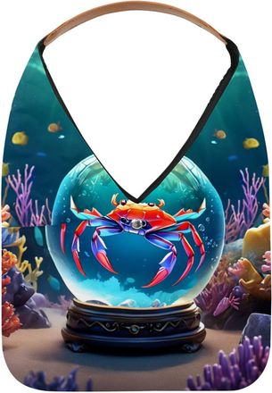 Generic Crab Crystal Ball Reusable Lightweight Grocery Bags - Foldable Into Compact Pouch, Washable & Sturdy, Multipurpose for Shopping and Travel