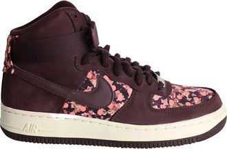 Nike x Liberty London Air Force 1 High-Top Sneakers in Burgundy Suede