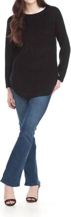 Papillon Long Sleeve Sweater With Zip Side In Black