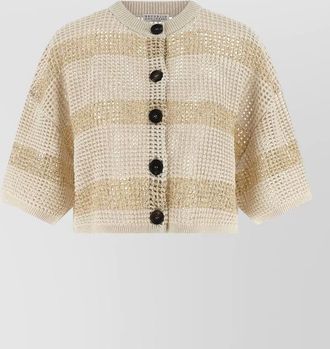 Brunello Cucinelli cropped cardigan short sleeves textured knit