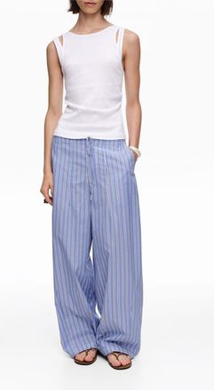 Bimba & Lola Striped Cotton Jogger Trousers in Blue at Nordstrom, Size X-Small Eu