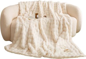 OEM 1 Couverture,fausse Fourrure,polyester,blanc,douce Et Chaude,150x220 Cm,salon Chambre