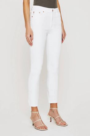 AG - Adriano Goldschmied Mari Crop High Rise Slim Straight Jeans In Aesthetic White
