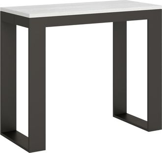 Itamoby Consola extensible 90x40/196 cm efecto madera fresno blanco y hierro