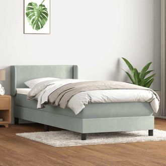 vidaXL Cama Box Spring Con Colch&oacute;n Terciopelo Gris Claro 80x210 Cm Vidaxl