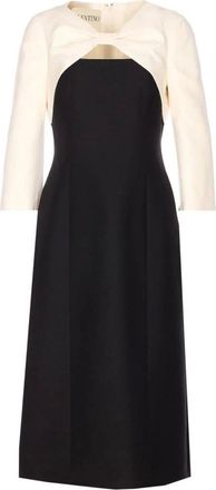 Valentino Garavani Vestido Midi con Lazo y Corte en Contraste - Dresses - Mujer - Negro - M