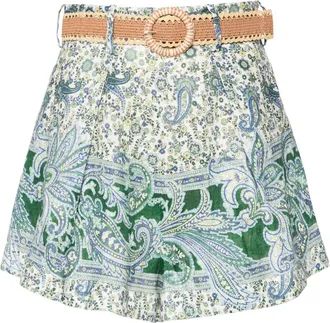 Zimmermann Womens Ottie Tuck Linen Shorts