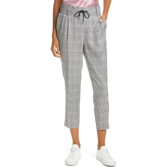 ATM Anthony Thomas Melillo Glen Plaid Crop Pants in Black/Beige Combo at Nordstrom, Size Large
