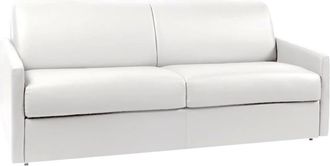 VENTE-UNIQUE.COM Sofá cama piel sintética 4 plazas blanco 190x223cm