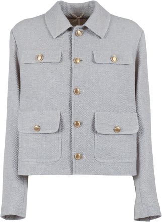 Circolo 1901 Cropped Linen Cotton Textured Jacket