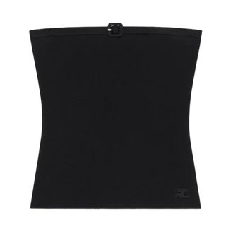 Courr&egrave;ges Dames, Tops, Zwart, Maat: XS