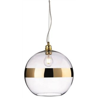 Netlighting Saturn 1 Light Globe Ceiling Pendant Gold Clear Glass E27