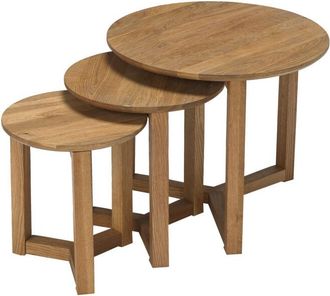 LPD Furniture Stow Nest Of Tables - Solid Oak - L50 x W50 x H42 cm - Oak