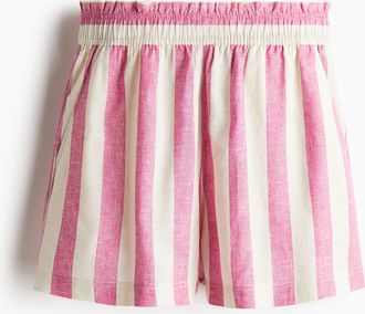 H&M Shorts aus Leinenmix - Rosa/Gestreift